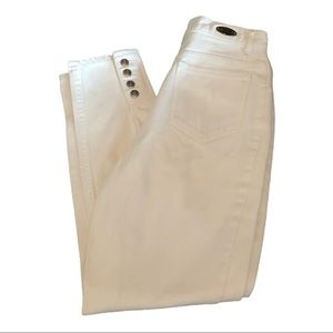 Vintage Anchor Blue High Waist White Skinny Jean 7